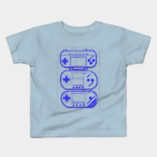 Blue Handheld Gaming Blueprint Kids T-Shirt